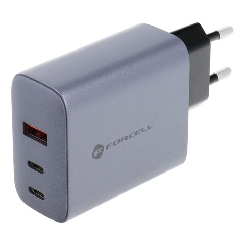 Forcell F-Energy adowarka Sieciowa GaN - 65W z portami: 2x USB C i USB A z adowaniem PD i QC 4.0