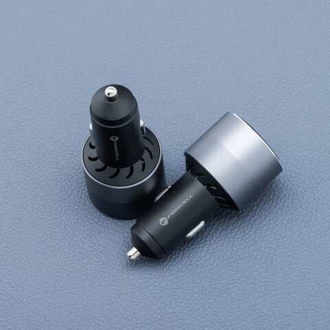 FORCELL F-ENERGY Alu adowarka samochodowa 2 x Typ C + USB A PD QC4.0 SFC2.0 3A 85W szara