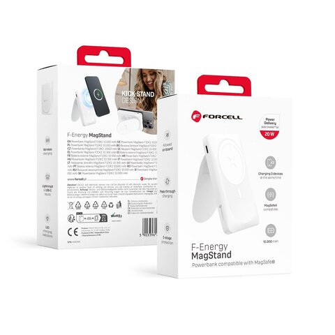 FORCELL F-ENERGY F10K2 MagStand powerbank kompatybilny z MagSafe PD QC3.0 5A 20W 10 000 mAh biay