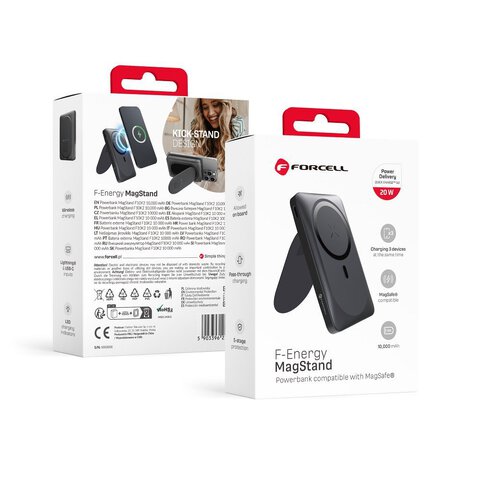 FORCELL F-ENERGY F10K2 MagStand powerbank kompatybilny z MagSafe PD QC3.0 5A 20W 10 000 mAh czarny