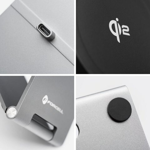 FORCELL F-ENERGY Flip Charge Qi2 15W ładowarka indukcyjna kompatybilna z MagSafe srebrny