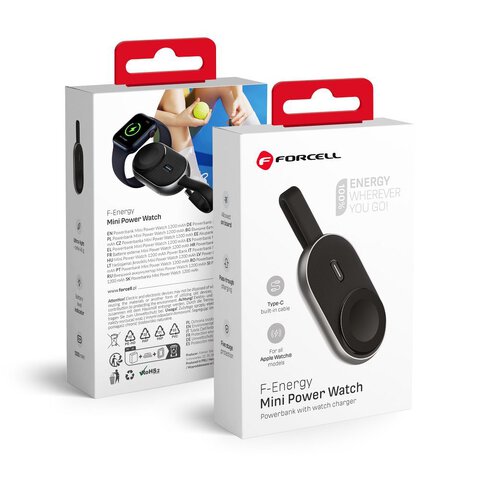 FORCELL F-ENERGY Mini Power Watch powerbank 1A 2,5W 1200 mAh czarny