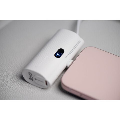 FORCELL F-ENERGY Power Plug F5K3 powerbank 5 000mAh z wbudowanym zczem do Lightning 8-PIN PD 20W biay