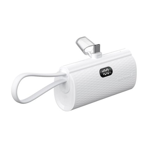 FORCELL F-ENERGY Power Plug F5K3 powerbank 5 000mAh z wbudowanym zczem Typ C PD 20W biay