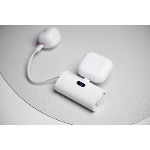 FORCELL F-ENERGY Power Plug F5K3 powerbank 5 000mAh z wbudowanym zczem Typ C PD 20W biay