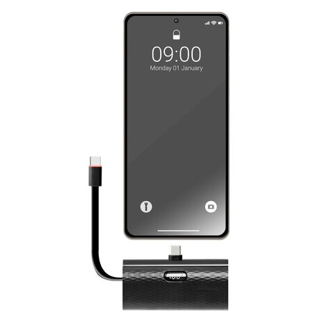 FORCELL F-ENERGY Power Plug F5K3 powerbank 5 000mAh z wbudowanym zczem Typ C PD 20W czarny