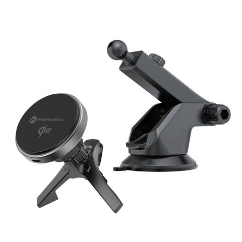 FORCELL F-GRIP Rapid Charge uchwyt samochodowy z ładowaniem indukcyjnym Qi2 15W kompatybilny z MagSafe szary