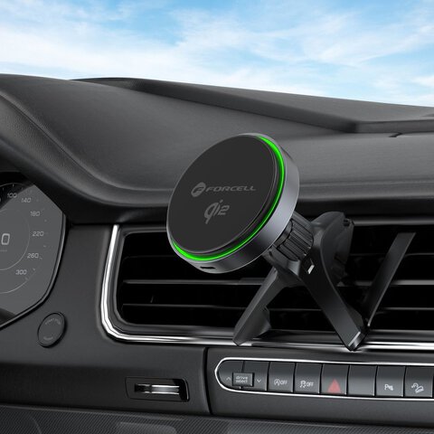 FORCELL F-GRIP Rapid Charge uchwyt samochodowy z ładowaniem indukcyjnym Qi2 15W kompatybilny z MagSafe szary