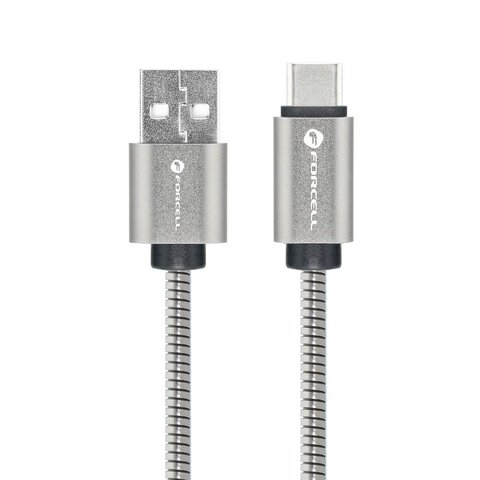 FORCELL kabel USB do Typ C 2.0 2,4A Metal C234 1m srebrny