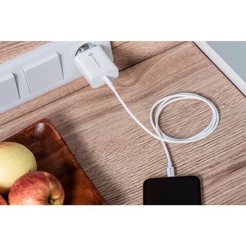 Forcell Ładowarka Sieciowa ze złączem USB typ C i kablem typ C - 3A 25W z funkcją ładowania PD i QC 4.0
