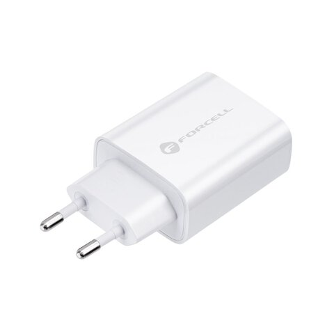 Forcell Ładowarka Sieciowa ze złączem USB typ C i kablem typ C - 3A 25W z funkcją ładowania PD i QC 4.0