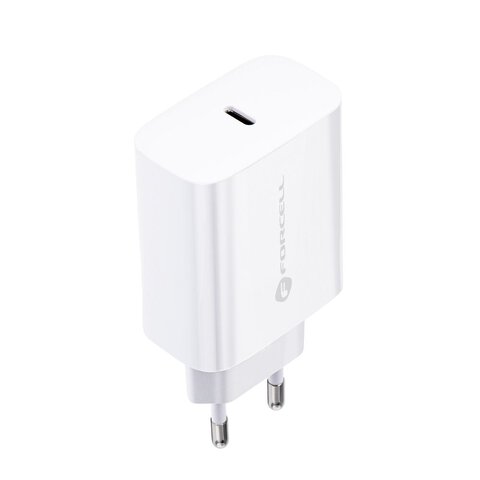 Forcell Ładowarka Sieciowa ze złączem USB typ C i kablem typ C - 3A 25W z funkcją ładowania PD i QC 4.0