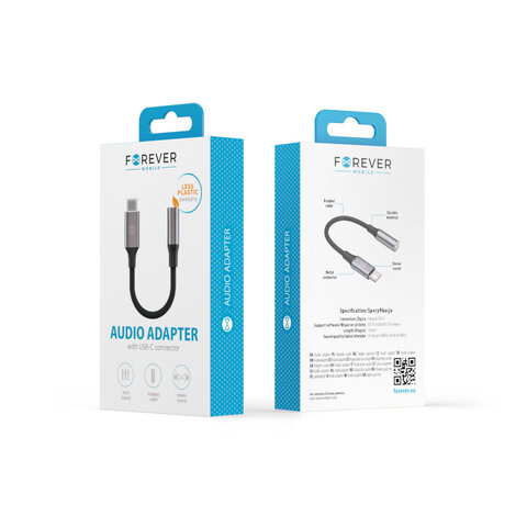 Forever adapter audio AJC-01 jack 3,5 mm - USB-C czarny