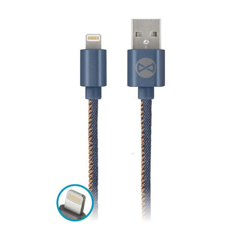 Forever kabel Jeans USB - Lightning 1,0 m 2A niebieski