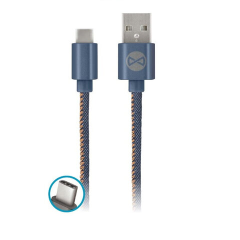 Forever kabel Jeans USB - USB-C 1,0 m 2A niebieski