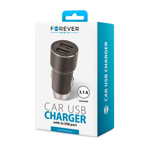 Forever ładowarka samochodowa CC-04 2x USB 3,1A czarna
