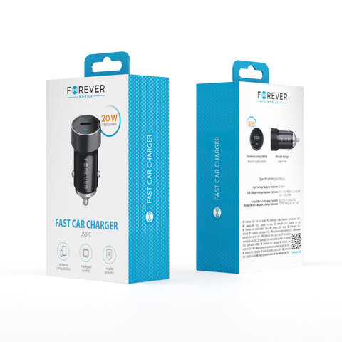 Forever ładowarka samochodowa PD QC CC-06 1x USB-C 20W czarna