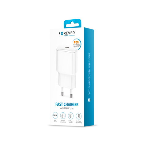 Forever ładowarka sieciowa PD QC TC-01 1x USB-C 20W biała