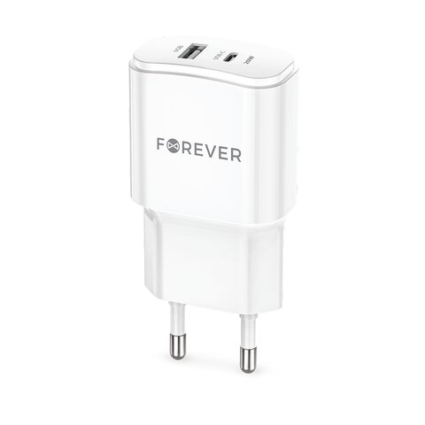 Forever ładowarka sieciowa PD QC TC-01-20AC 1x USB-C 1x USB 20W biała
