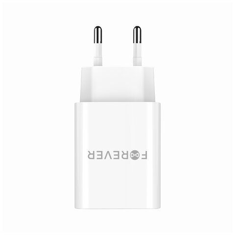 Forever ładowarka sieciowa PD QC TC-07-30AC 1x USB-C 1x USB 30W biała + kabel USB-C - USB-C 60W