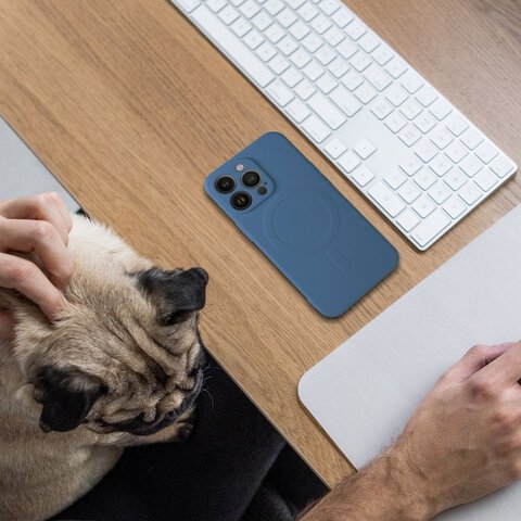 Futerał Silicone Mag Cover kompatybilny z MagSafe do IPHONE 15 niebieski