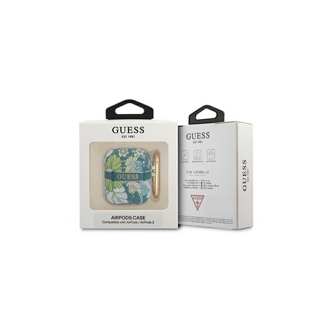 Guess etui do AirPods 1 / 2 GUA2HHFLN zielone Flower