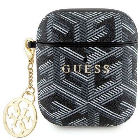 Guess etui do AirPods 1 / 2 GUA2PGCE4CK czarne Gcube Classic Gold Logo W/Charm