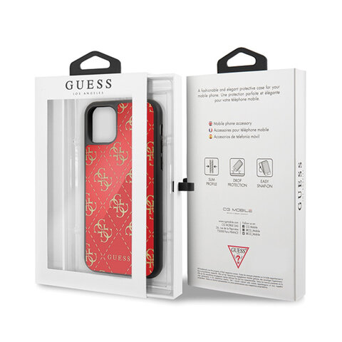 Guess iPhone 11 GUHCN614GGPRE czerwone hard case 4G Double Layer Glitter