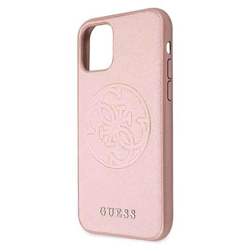 Guess iPhone 11 GUHCN61RSSASRG różowe hard case Saffiano Embossed Circle Logo