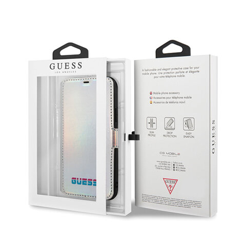 Guess etui do iPhone 11 Pro GUFLBKN58BLD srebrne book case Iridescent