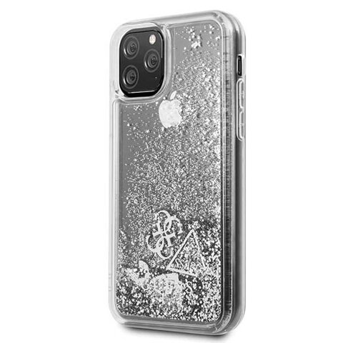 Guess iPhone 11 Pro GUHCN58GLHFLSI srebrny hard case Glitter Hearts