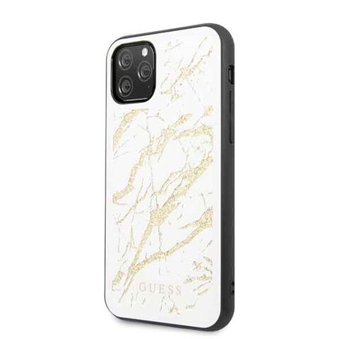 Guess iPhone 11 Pro GUHCN58MGGWH białe hard case Gold Glitter Marble