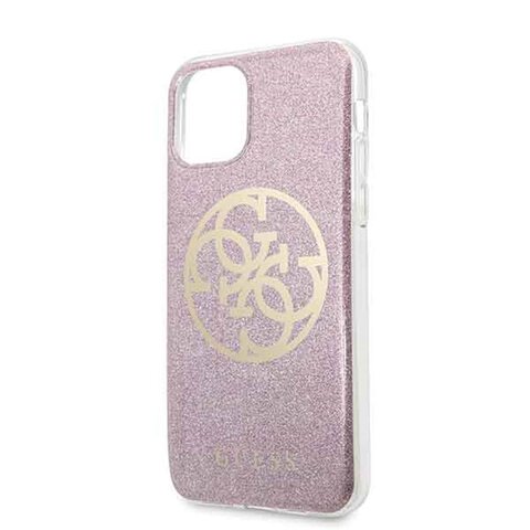 Guess nakładka do iPhone 11 Pro GUHCN58PCUGLPI różowe hard case Glitter 4G Logo