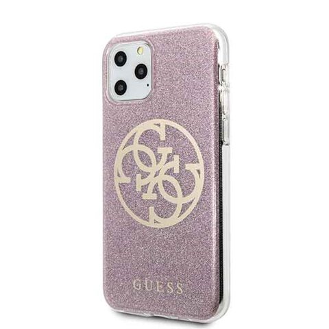 Guess iPhone 11 Pro GUHCN58PCUGLPI różowe hard case Glitter 4G Logo
