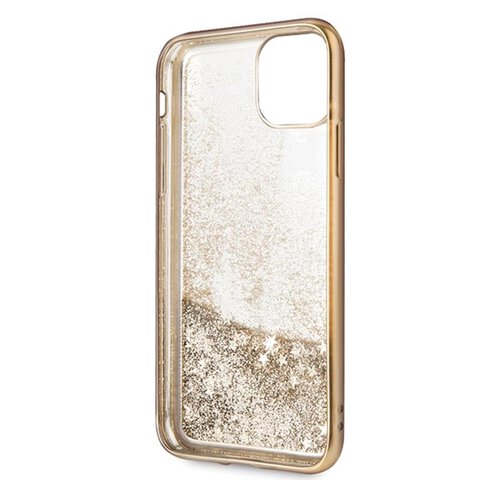 Guess iPhone 11 Pro GUHCN58PEOLGGO złoty hard case 4G Peony Liquid Glitter
