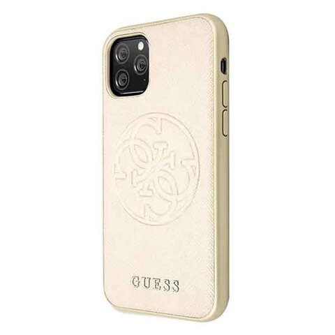 Guess iPhone 11 Pro GUHCN58RSSASGO złote hard case Saffiano Embossed Circle Logo