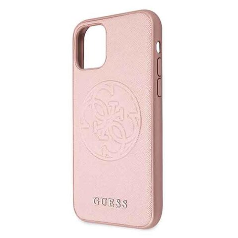 Guess iPhone 11 Pro GUHCN58RSSASRG różowe hard case Saffiano Embossed Circle Logo