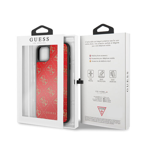 Guess nakładka do iPhone 11 Pro Max GUHCN654GGPRE czerwone hard case 4G Double Layer Glitter