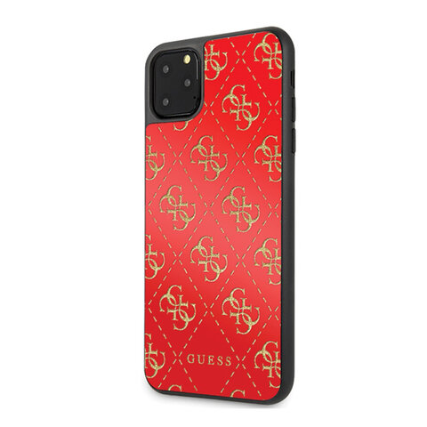 Guess iPhone 11 Pro Max GUHCN654GGPRE czerwone hard case 4G Double Layer Glitter