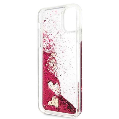 Guess nakładka do iPhone 11 Pro Max GUHCN65GLHFLRA malinowy hard case Glitter Hearts