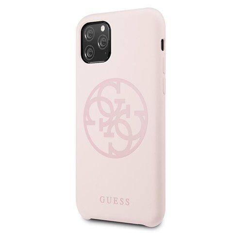 Guess iPhone 11 Pro Max GUHCN65LS4GLP jasnoróżowy hard case Silicone 4G Tone On Tone