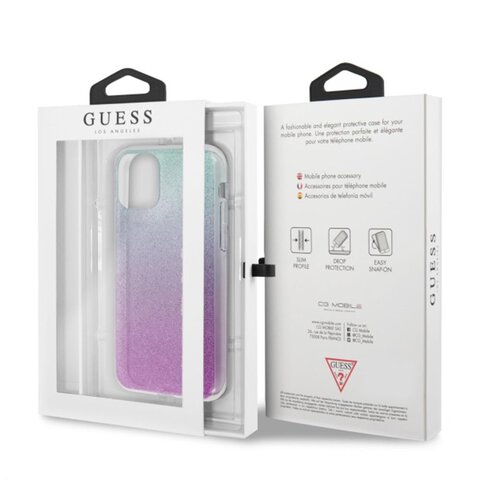 Guess nakładka do iPhone 11 Pro Max GUHCN65PCUGLPBL różowo-niebieski hard case Glitter Gradient