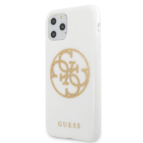 Guess iPhone 11 Pro Max GUHCN65TPUWHGLG białe hard case Glitter 4G Circle Logo
