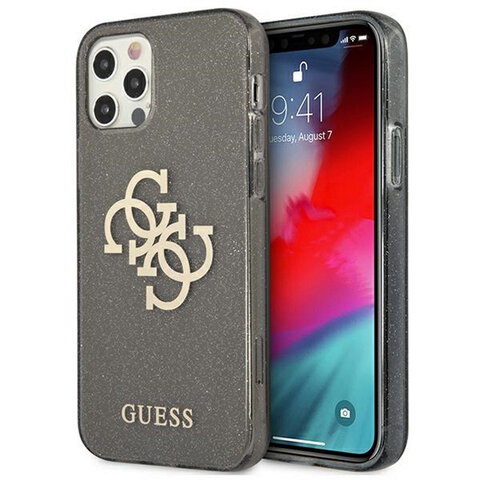Guess nakładka do iPhone 12 Pro Max 6,7" GUHCP12LPCUGL4GBK czarne hard case Glitter 4G Big Logo