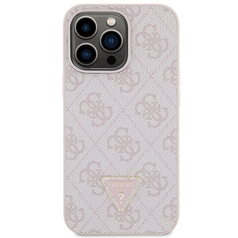 Guess nakładka do iPhone 13 Pro Max 6,7" GUHCP13XP4TDSCPP różowa HC PU Leather Metal Logo Strass Crossbody