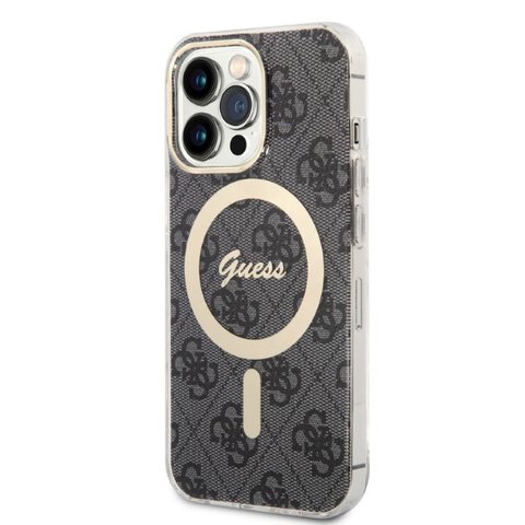 Guess zestaw nakładka + ładowarka do iPhone 13 Pro 6,1" GUBPP13LH4EACSK czarny hard case 4G Print MagSafe