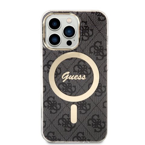 Guess zestaw nakładka + ładowarka do iPhone 13 Pro 6,1" GUBPP13LH4EACSK czarny hard case 4G Print MagSafe