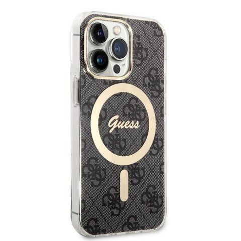 Guess zestaw nakładka + ładowarka do iPhone 13 Pro 6,1" GUBPP13LH4EACSK czarny hard case 4G Print MagSafe