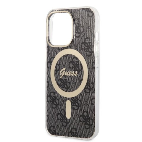Guess zestaw nakładka + ładowarka do iPhone 13 Pro 6,1" GUBPP13LH4EACSK czarny hard case 4G Print MagSafe