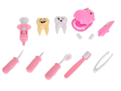  Hipopotam u dentysty zestaw lekarza różowy